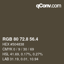 カラーコード: RGB 80 72.8 56.4 | qconv.com