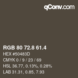 カラーコード: RGB 80 72.8 61.4 | qconv.com