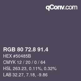 カラーコード: RGB 80 72.8 91.4 | qconv.com