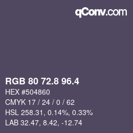 カラーコード: RGB 80 72.8 96.4 | qconv.com