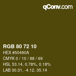 Color code: RGB 80 72 10 | qconv.com