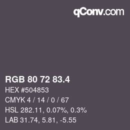 カラーコード: RGB 80 72 83.4 | qconv.com