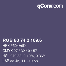 カラーコード: RGB 80 74.2 109.6 | qconv.com