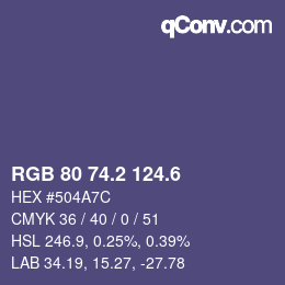 カラーコード: RGB 80 74.2 124.6 | qconv.com