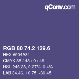 カラーコード: RGB 80 74.2 129.6 | qconv.com