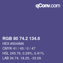 カラーコード: RGB 80 74.2 134.6 | qconv.com