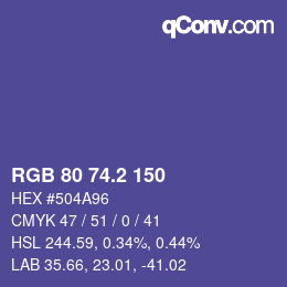 カラーコード: RGB 80 74.2 150 | qconv.com