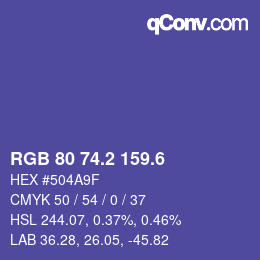 カラーコード: RGB 80 74.2 159.6 | qconv.com