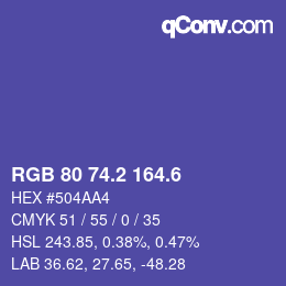 カラーコード: RGB 80 74.2 164.6 | qconv.com