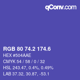 カラーコード: RGB 80 74.2 174.6 | qconv.com