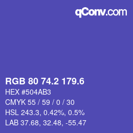 カラーコード: RGB 80 74.2 179.6 | qconv.com