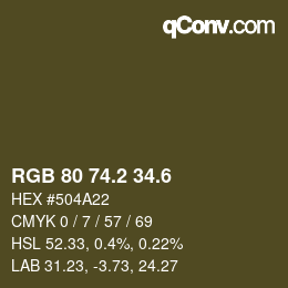 カラーコード: RGB 80 74.2 34.6 | qconv.com
