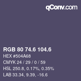 カラーコード: RGB 80 74.6 104.6 | qconv.com