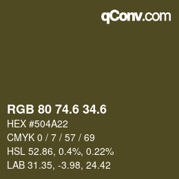 カラーコード: RGB 80 74.6 34.6 | qconv.com