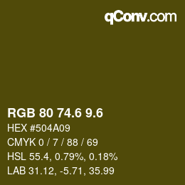 カラーコード: RGB 80 74.6 9.6 | qconv.com