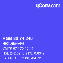 カラーコード: RGB 80 74 246 | qconv.com