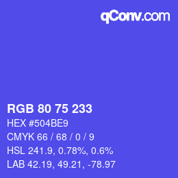 Color code: RGB 80 75 233 | qconv.com