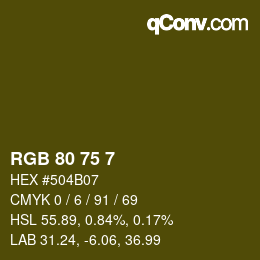 Color code: RGB 80 75 7 | qconv.com