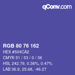 Color code: RGB 80 76 162 | qconv.com