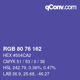 Color code: RGB 80 76 162 | qconv.com