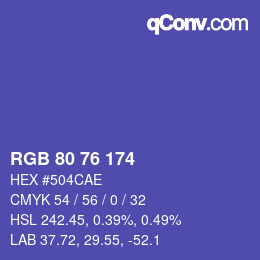 Color code: RGB 80 76 174 | qconv.com