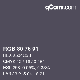 Color code: RGB 80 76 91 | qconv.com