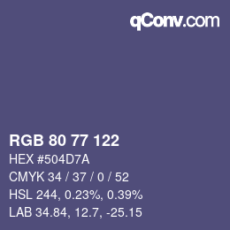 Farbcode: RGB 80 77 122 | qconv.com