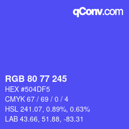 Color code: RGB 80 77 245 | qconv.com