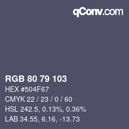 Color code: RGB 80 79 103 | qconv.com