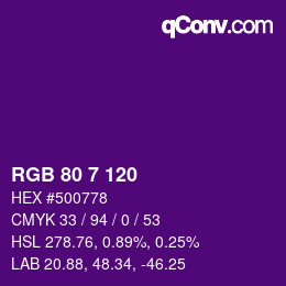 颜色代码: RGB 80 7 120 | qconv.com