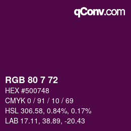 Color code: RGB 80 7 72 | qconv.com