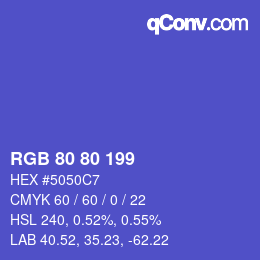 Color code: RGB 80 80 199 | qconv.com