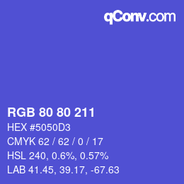 Color code: RGB 80 80 211 | qconv.com