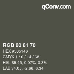 颜色代码: RGB 80 81 70 | qconv.com