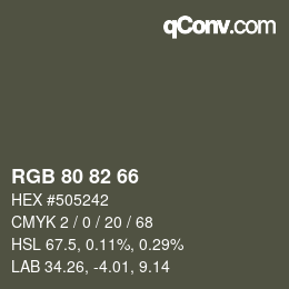 颜色代码: RGB 80 82 66 | qconv.com
