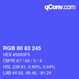 Color code: RGB 80 83 245 | qconv.com