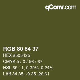 Color code: RGB 80 84 37 | qconv.com