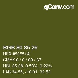 Color code: RGB 80 85 26 | qconv.com