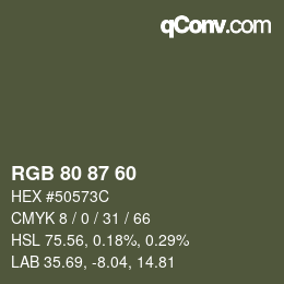 カラーコード: RGB 80 87 60 | qconv.com