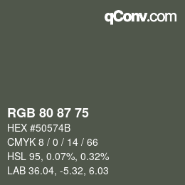 カラーコード: RGB 80 87 75 | qconv.com