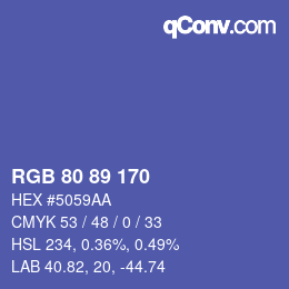 颜色代码: RGB 80 89 170 | qconv.com