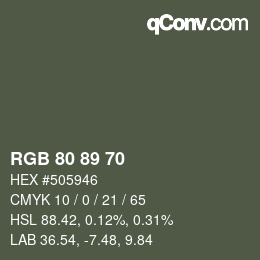 Farbcode: RGB 80 89 70 | qconv.com