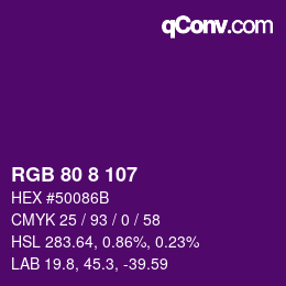 Color code: RGB 80 8 107 | qconv.com