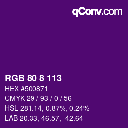 Color code: RGB 80 8 113 | qconv.com