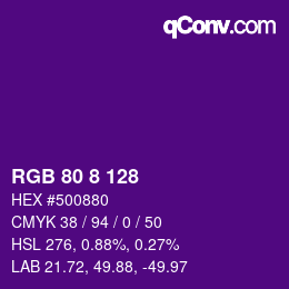 カラーコード: RGB 80 8 128 | qconv.com