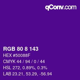 カラーコード: RGB 80 8 143 | qconv.com