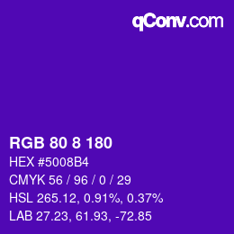 Color code: RGB 80 8 180 | qconv.com