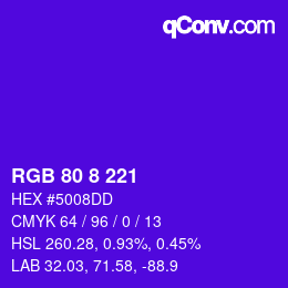 Color code: RGB 80 8 221 | qconv.com