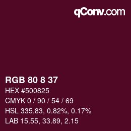 カラーコード: RGB 80 8 37 | qconv.com