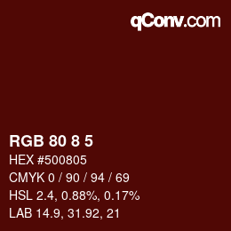 Color code: RGB 80 8 5 | qconv.com
